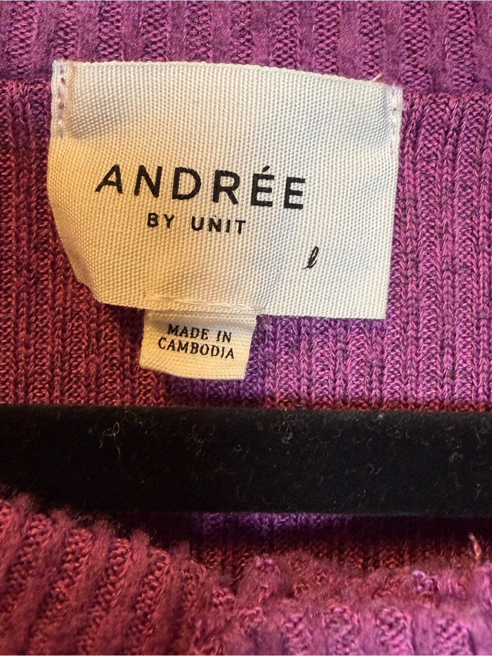 Andrée by Unit Large Purple Waffle Knit Henley Pullover Top Balloon Sleeve - Picture 4 of 7